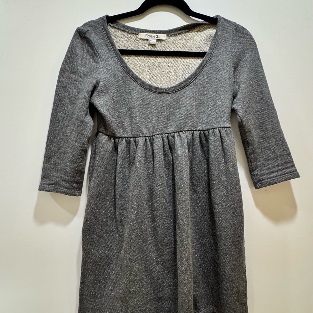 Gray Scoop Neck Sweater Dress